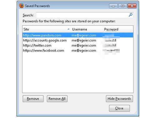 Enable a master password