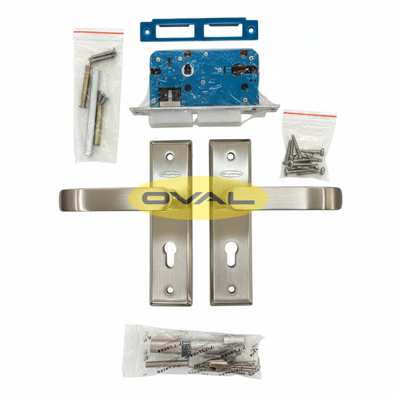Khóa tay gạt inox Oval dùng cho cửa thép chống cháy tòa nhà văn phòng