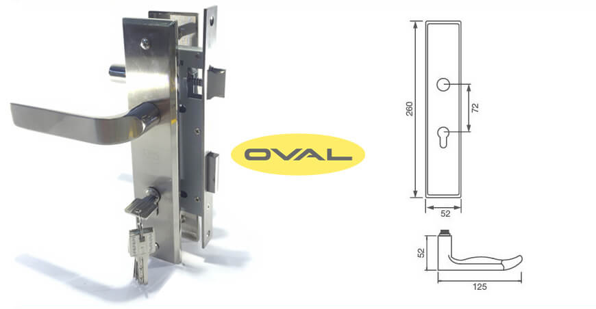 Bản vẽ khóa tay gạt cửa chống cháy Oval VN