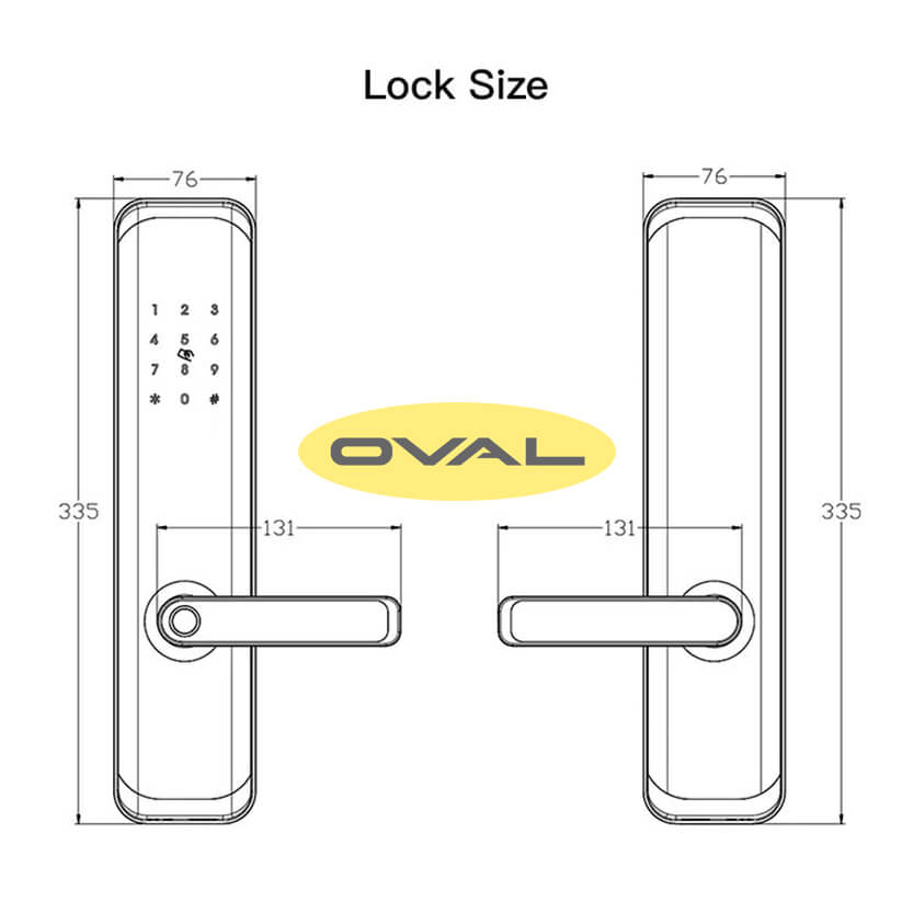 Bản vẽ khóa thông minh cửa chống cháy Oval VN