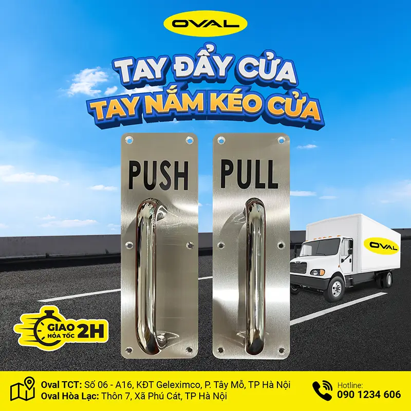 Tay nắm tay đẩy cửa PULL PUSH inox 304